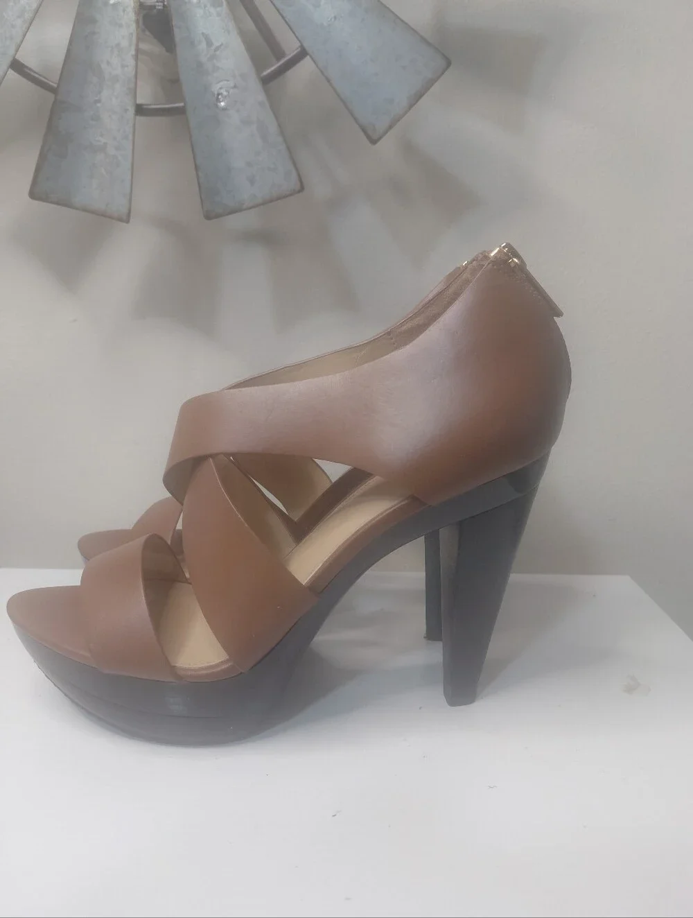 Michael Kors Brown Strappy Platform Heels Size 7.5